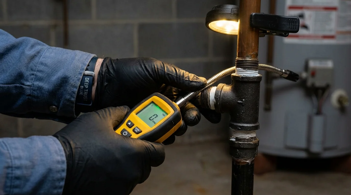Gas leak detection with electronic sniffer by Johns Plumbing LLC in Locust Valley