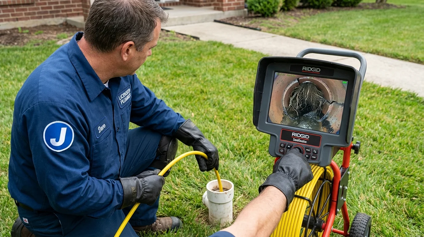 Sewer camera inspection being performed by Johns Plumbing LLC in Locust Valley